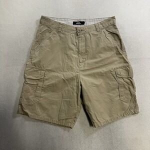 Vintage No Fear Shorts Men's 33 Beige Flat Cargo Pockets Baggy Casual Streetwear
